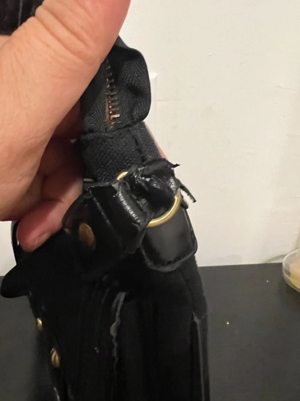Coach Black Signature Messenger Bag with Gold Hardware